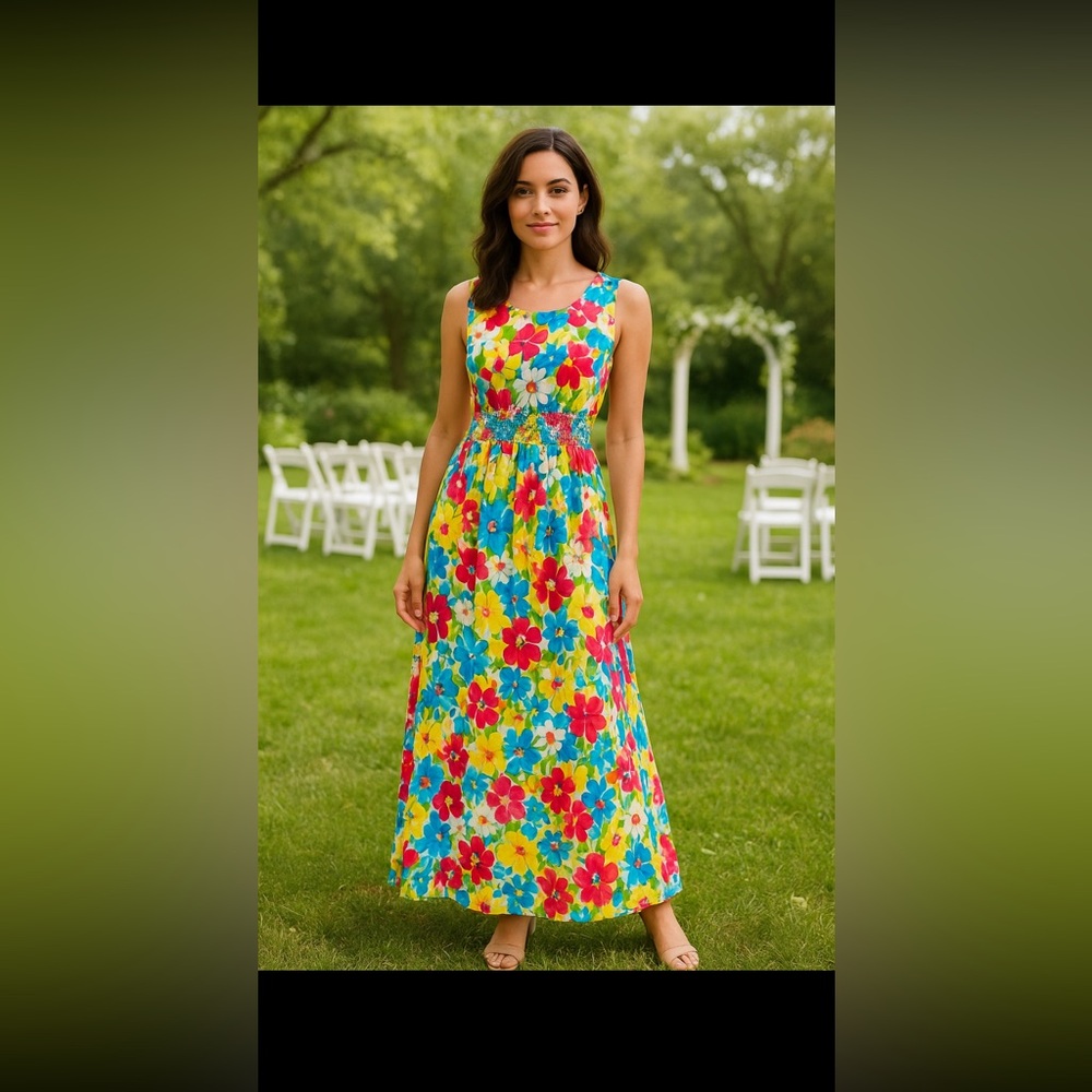 Love Moschino Red and Blue Maxi Sundress for Weddings